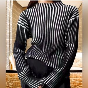 Slim Ribbed Stripe Sweater.